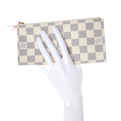 Louis Vuitton Damier Azur Felicie Chain Wallet Zippered Insert Rose Ballerine 2 of 6