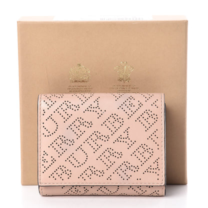 Burberry Calfskin Perforated Compact Wallet Pale Fawn Pink 14 of 14