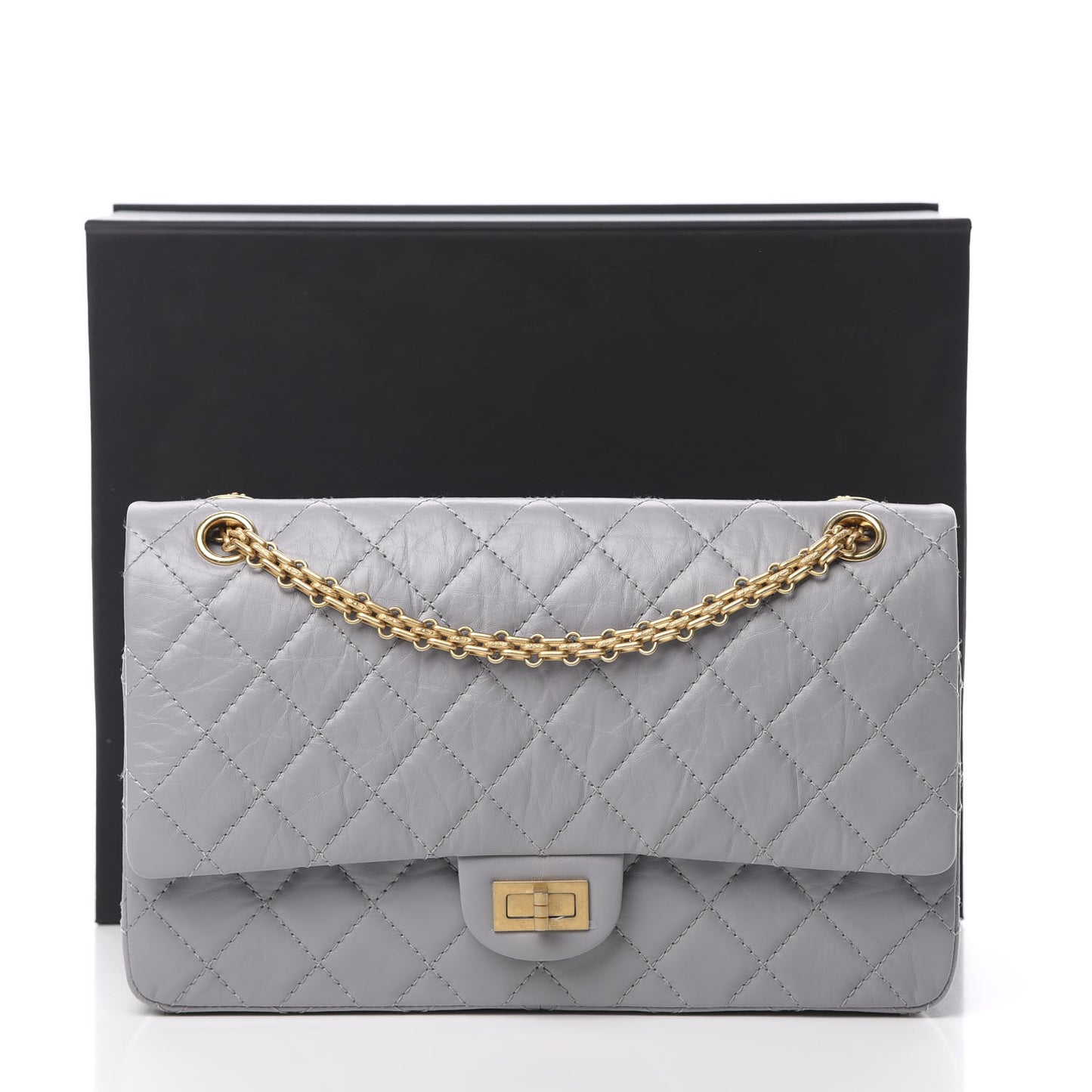 Aged Calfskin Quilted 2.55 Reissue 226 Flap Grey