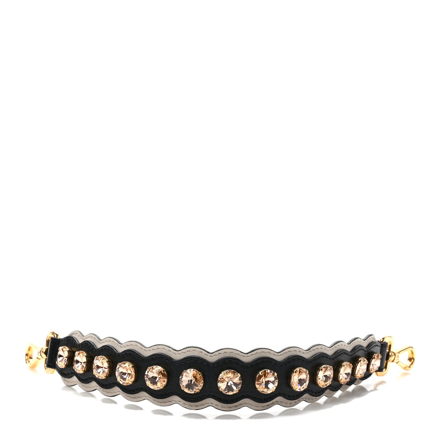 Fendi Calfskin Crystal Embellished Mini Strap You Black Camelia 1 of 5