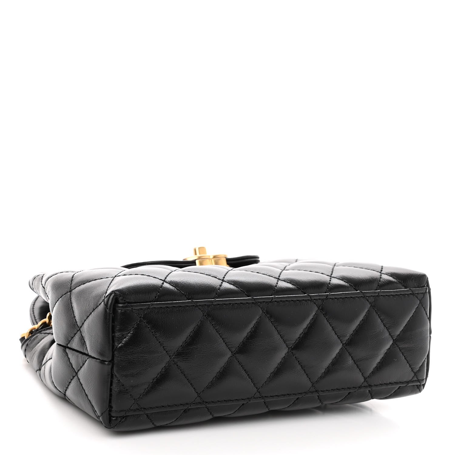 Chanel Shiny Aged Calfskin Quilted Nano Kelly Shopper Black 4 of 9