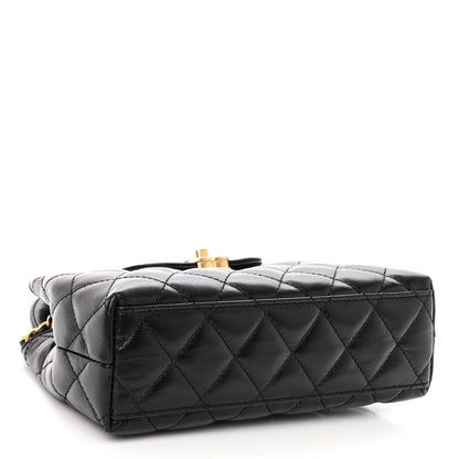 Chanel Shiny Aged Calfskin Quilted Nano Kelly Shopper Black 4 of 9