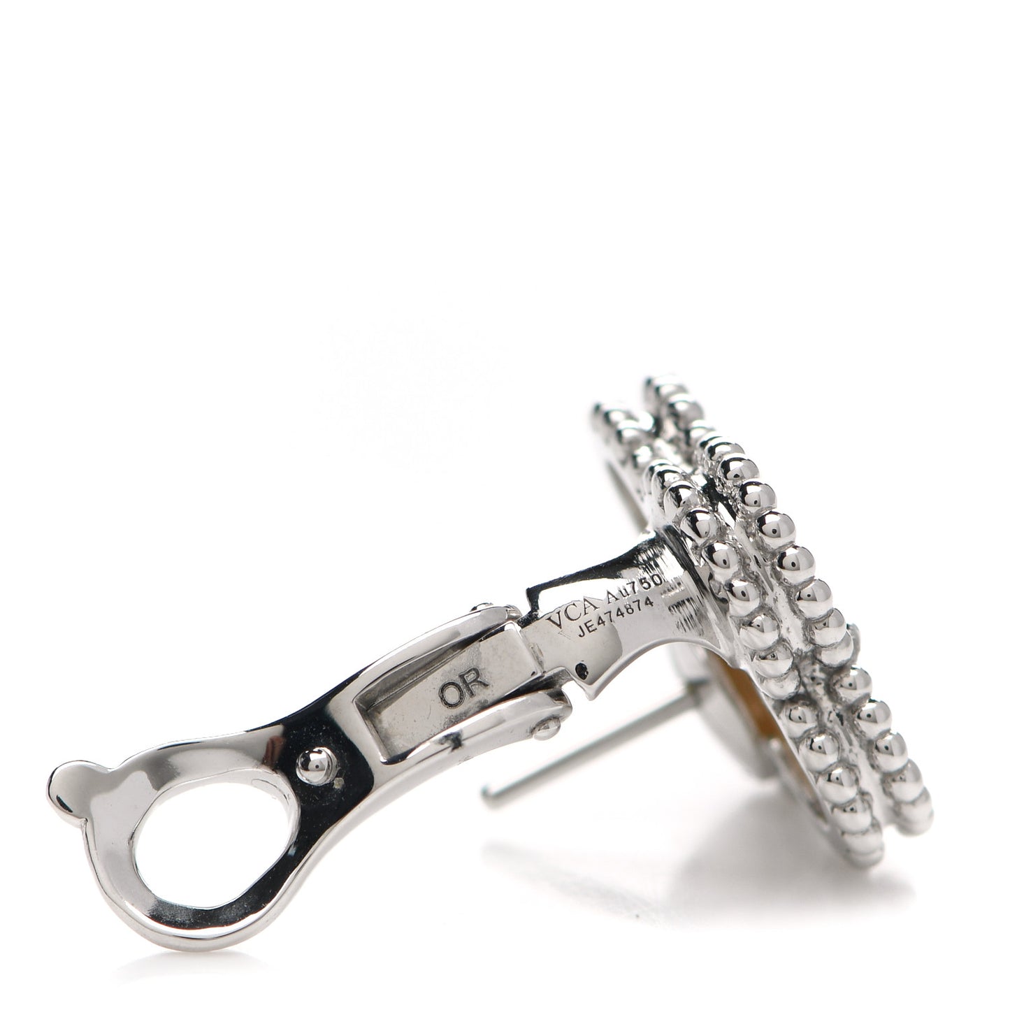 18K White Gold Mother of Pearl Vintage Alhambra Earrings