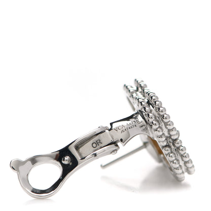 Van Cleef & Arpels 18K White Gold Mother of Pearl Vintage Alhambra Earrings 4 of 6