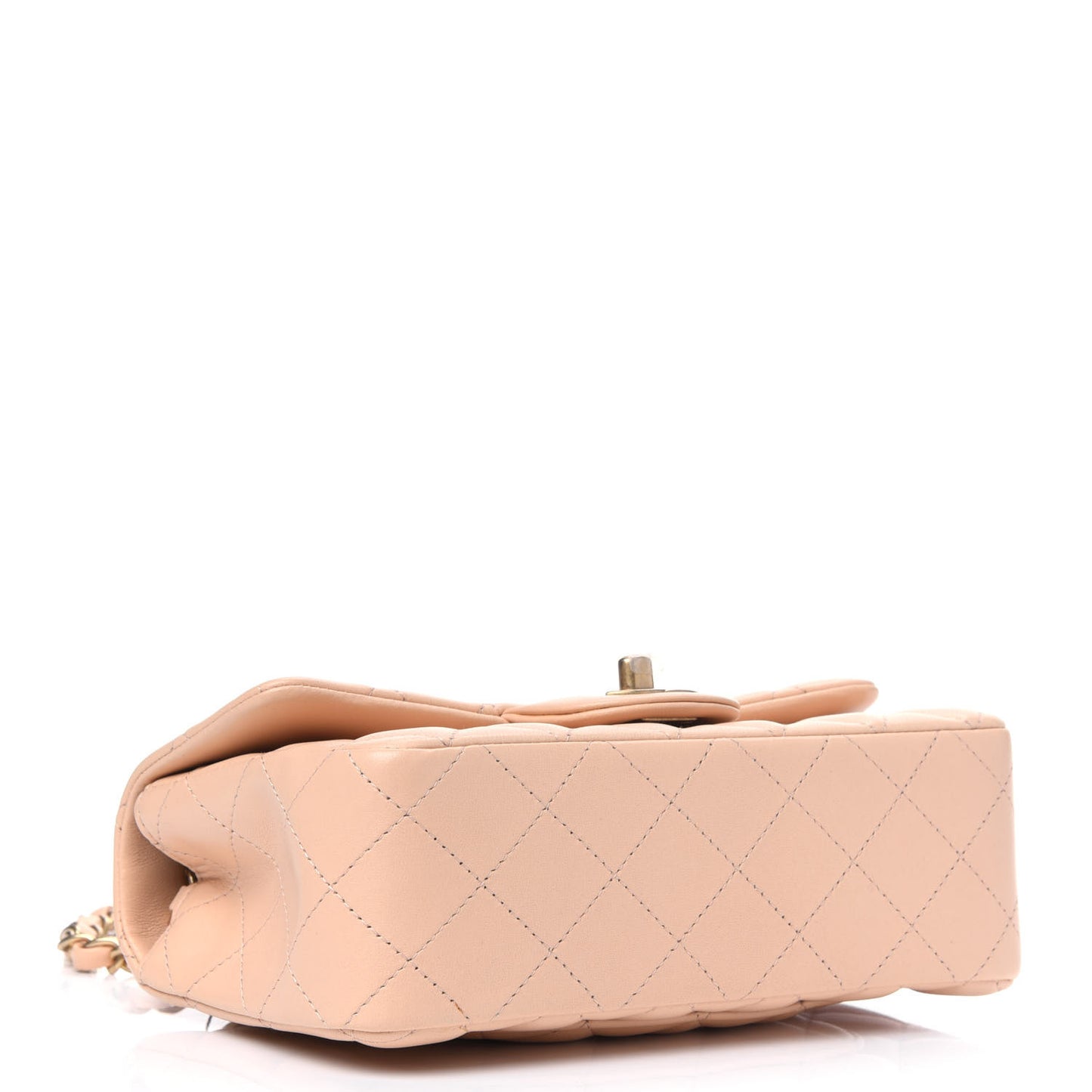 Lambskin Quilted Mini Rectangular Flap Beige