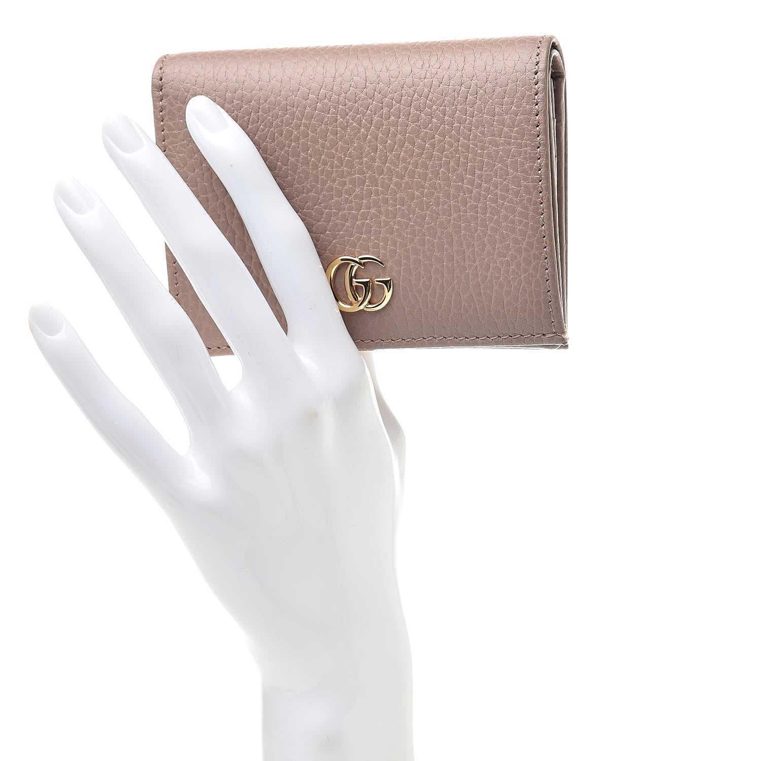 Gucci Pebbled Calfskin GG Marmont Card Case Porcelain Rose 2 of 8