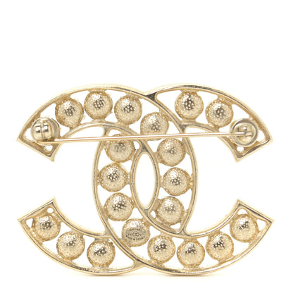 Chanel Pearl Crystal CC Brooch Gold Pearly White 2 of 4