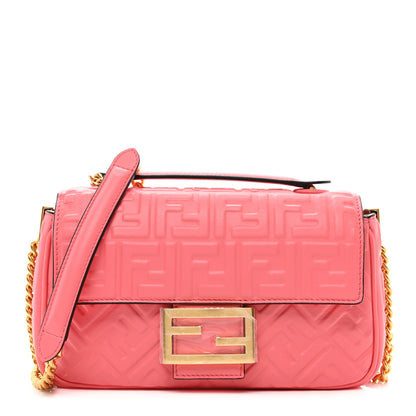 Fendi Nappa Small FF Embossed Midi Chain Baguette Pink Dalia 1 of 10