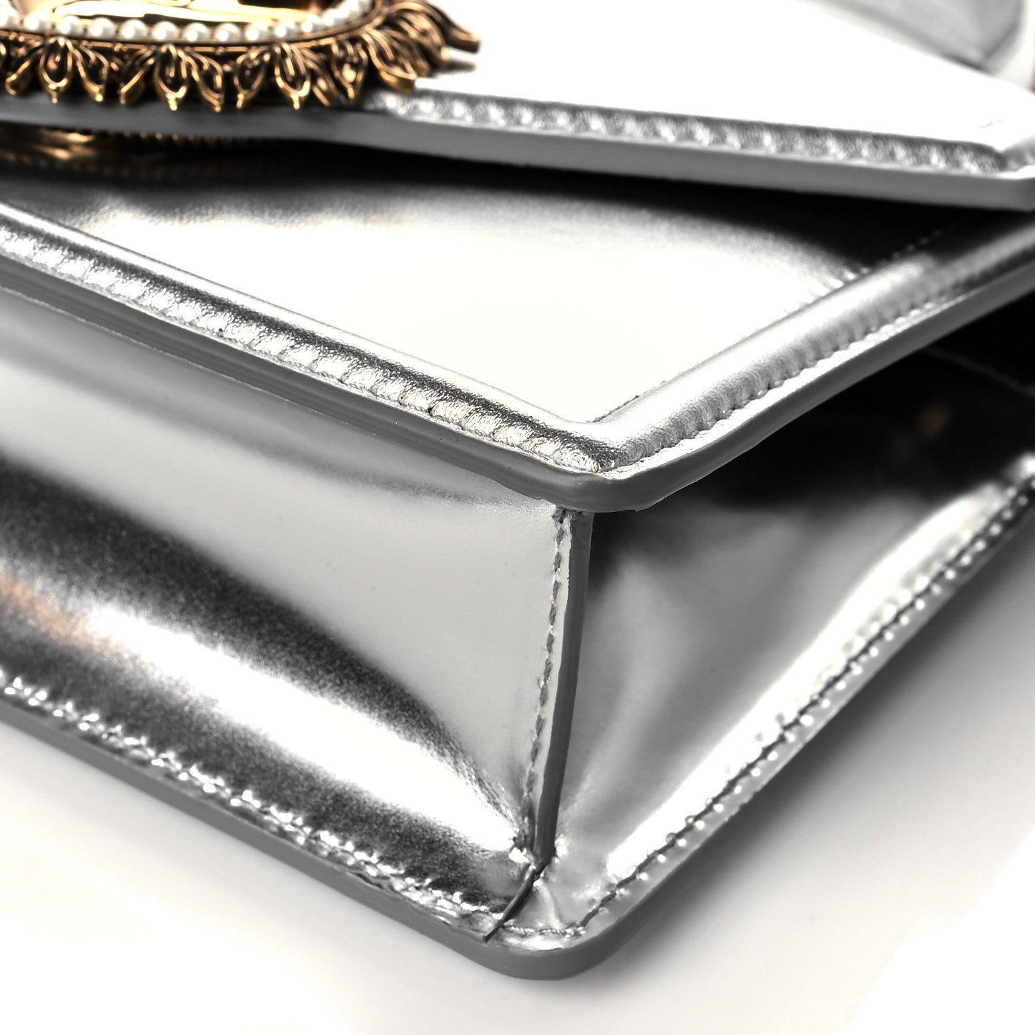 Dolce & Gabbana Metallic Nappa Small Devotion Top Handle Bag Silver 9 of 10
