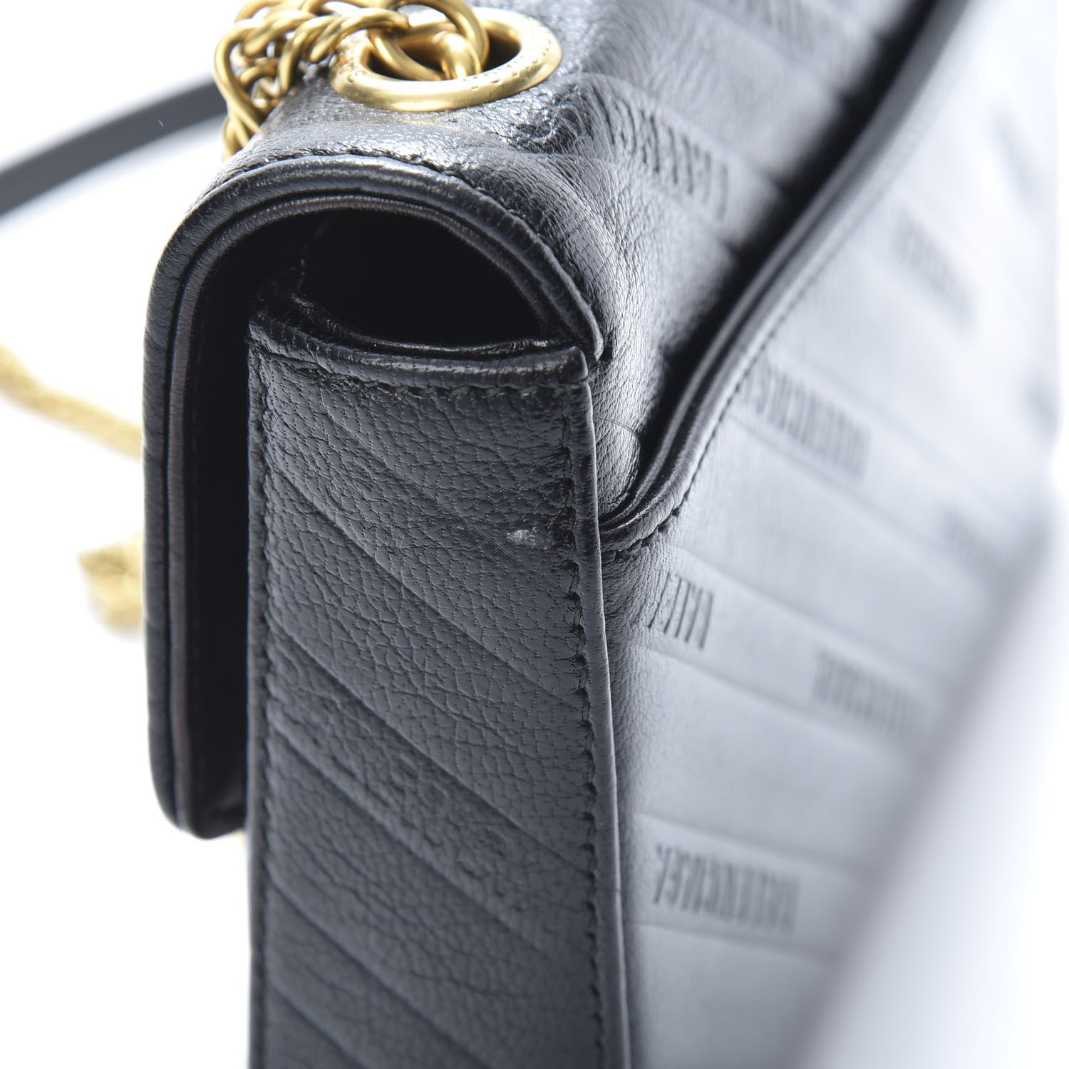 Balenciaga Shiny Goatskin Logo Embossed BB Chain Wallet Black 13 of 15