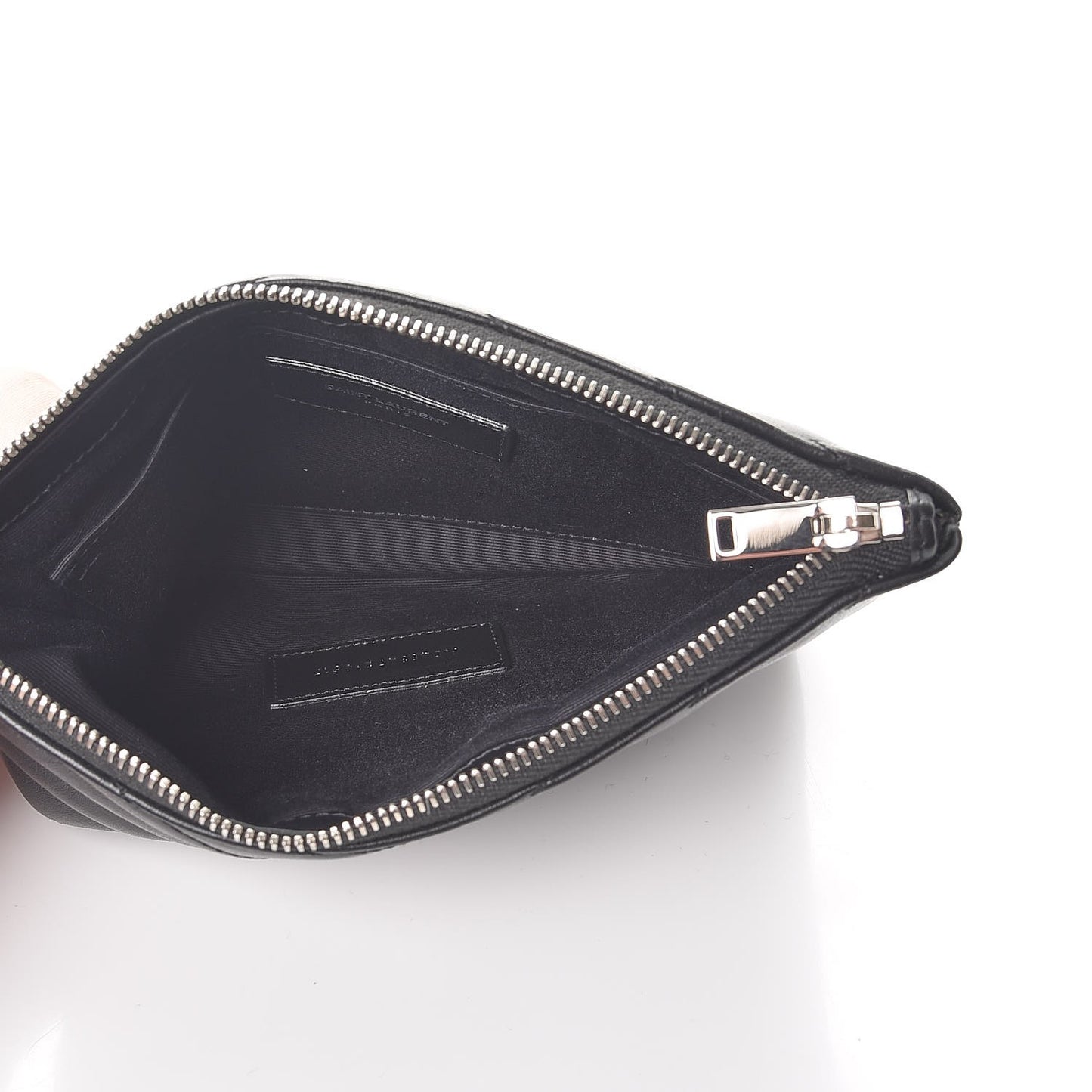 Calfskin Matelasse Chevron Monogram Pouch Black