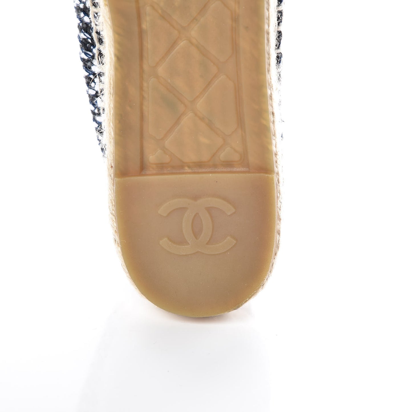 Tweed Grosgrain CC Espadrilles 42 Black Navy White