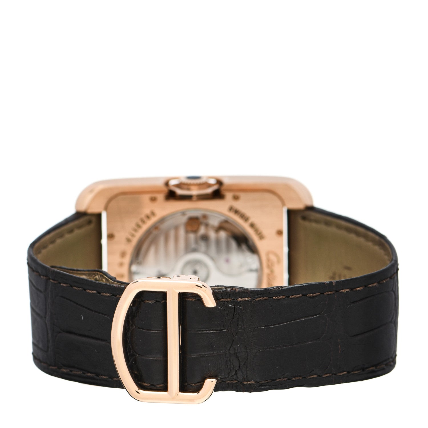 Cartier 18K Pink Gold Alligator 36m Tank Anglaise Automatic Watch Brown 3 of 5