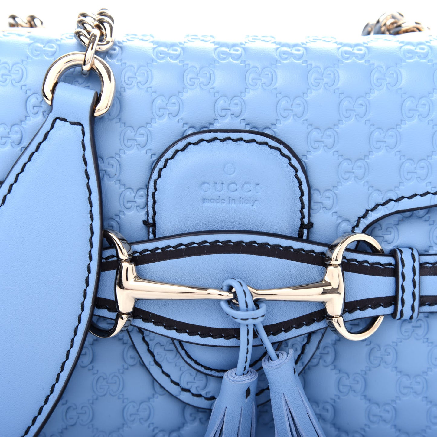 Soft Microguccissima Mini Emily Chain Shoulder Bag Mineral Blue