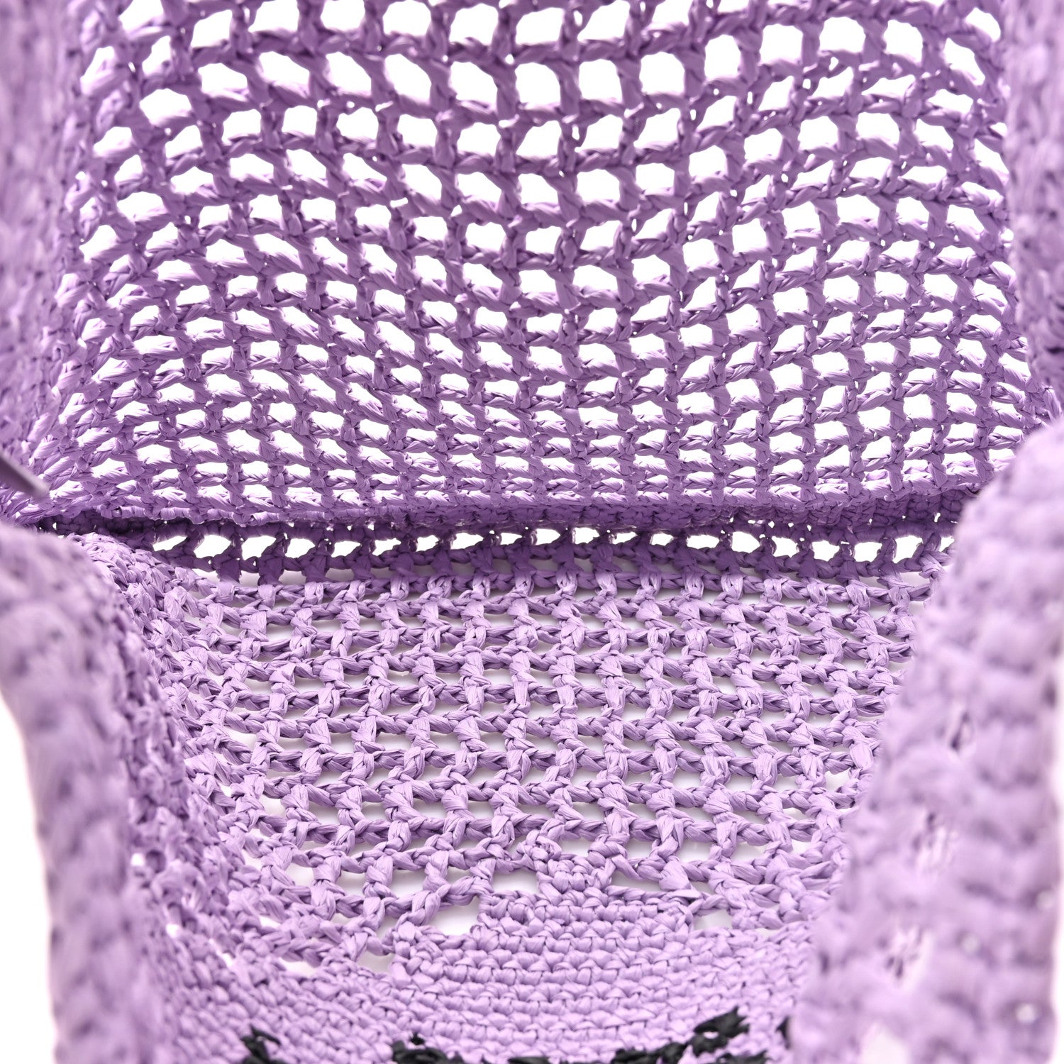 Prada Yarn Raffia Effect Crochet Logo Embroidered Tote Bag Lilium 5 of 10