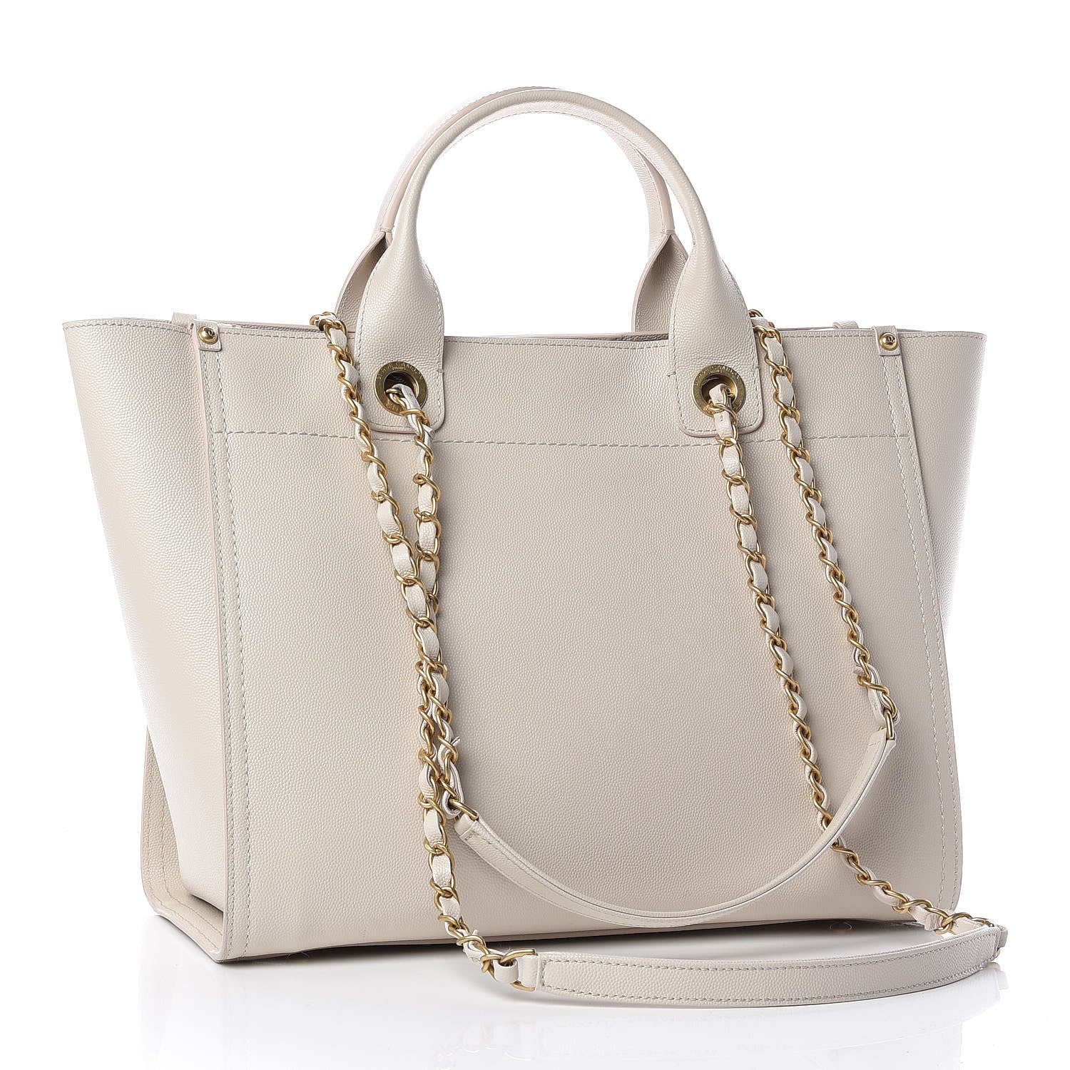 Chanel Caviar Small Studded Deauville Tote Ivory 4 of 11
