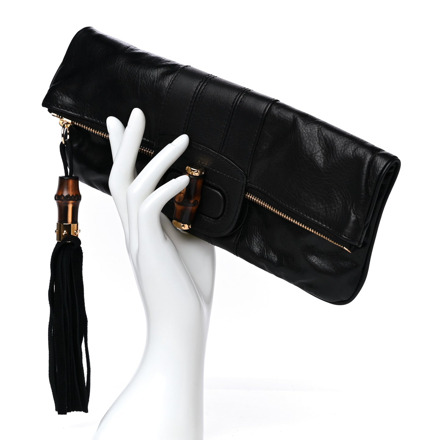 Calfskin Lucy Folded Clutch Black
