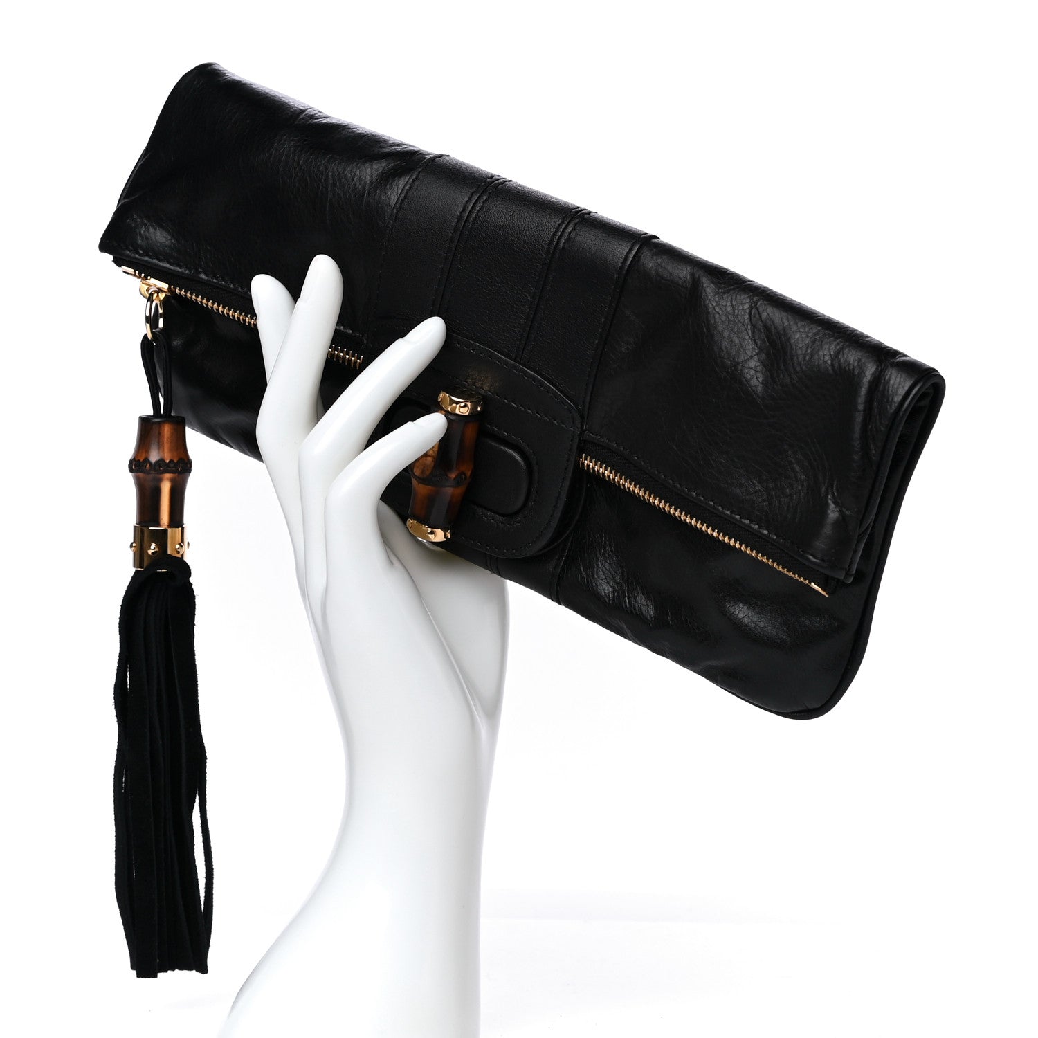 Gucci Calfskin Lucy Folded Clutch Black 2 of 9