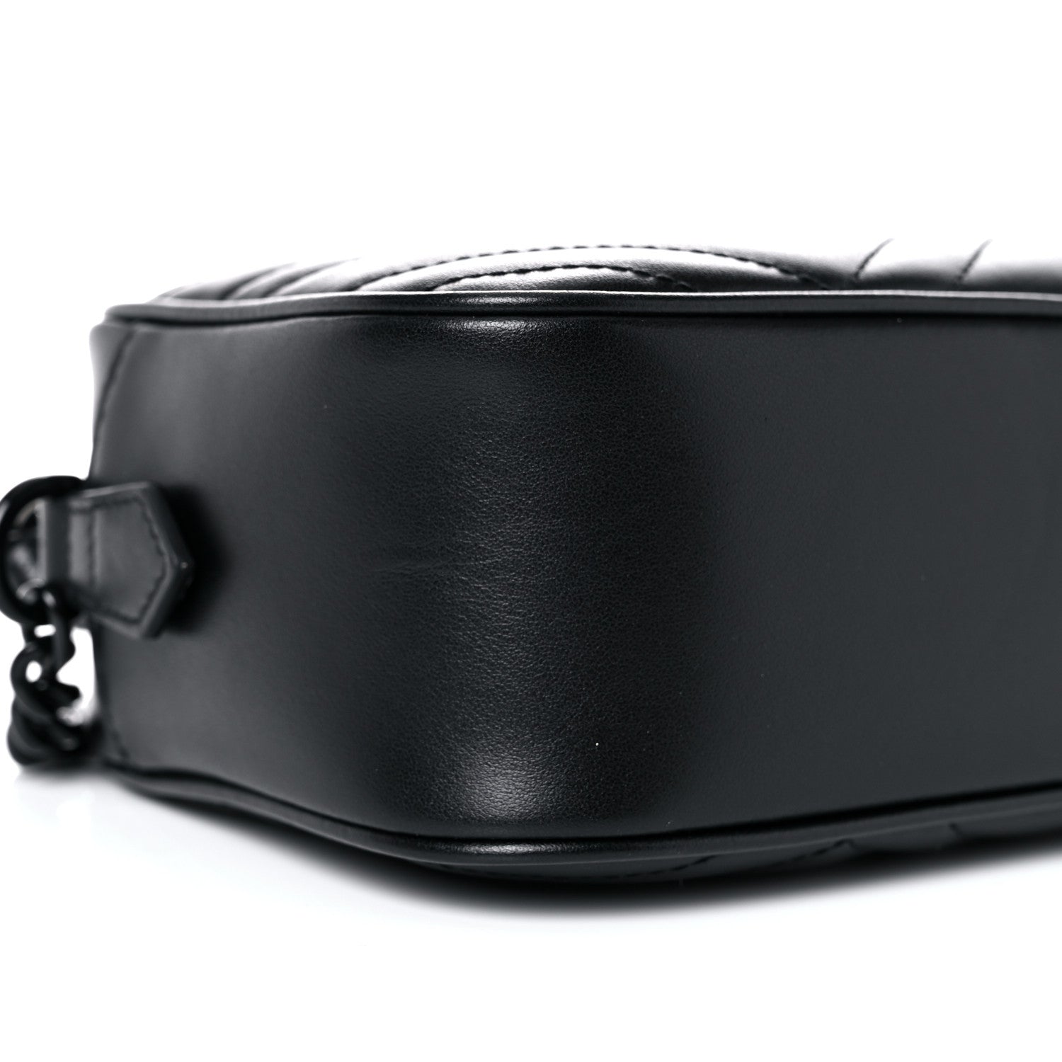 Gucci Calfskin Matelasse Monochrome Small GG Marmont Chain Shoulder Bag Black 7 of 10