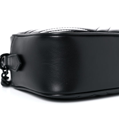 Gucci Calfskin Matelasse Monochrome Small GG Marmont Chain Shoulder Bag Black 7 of 10