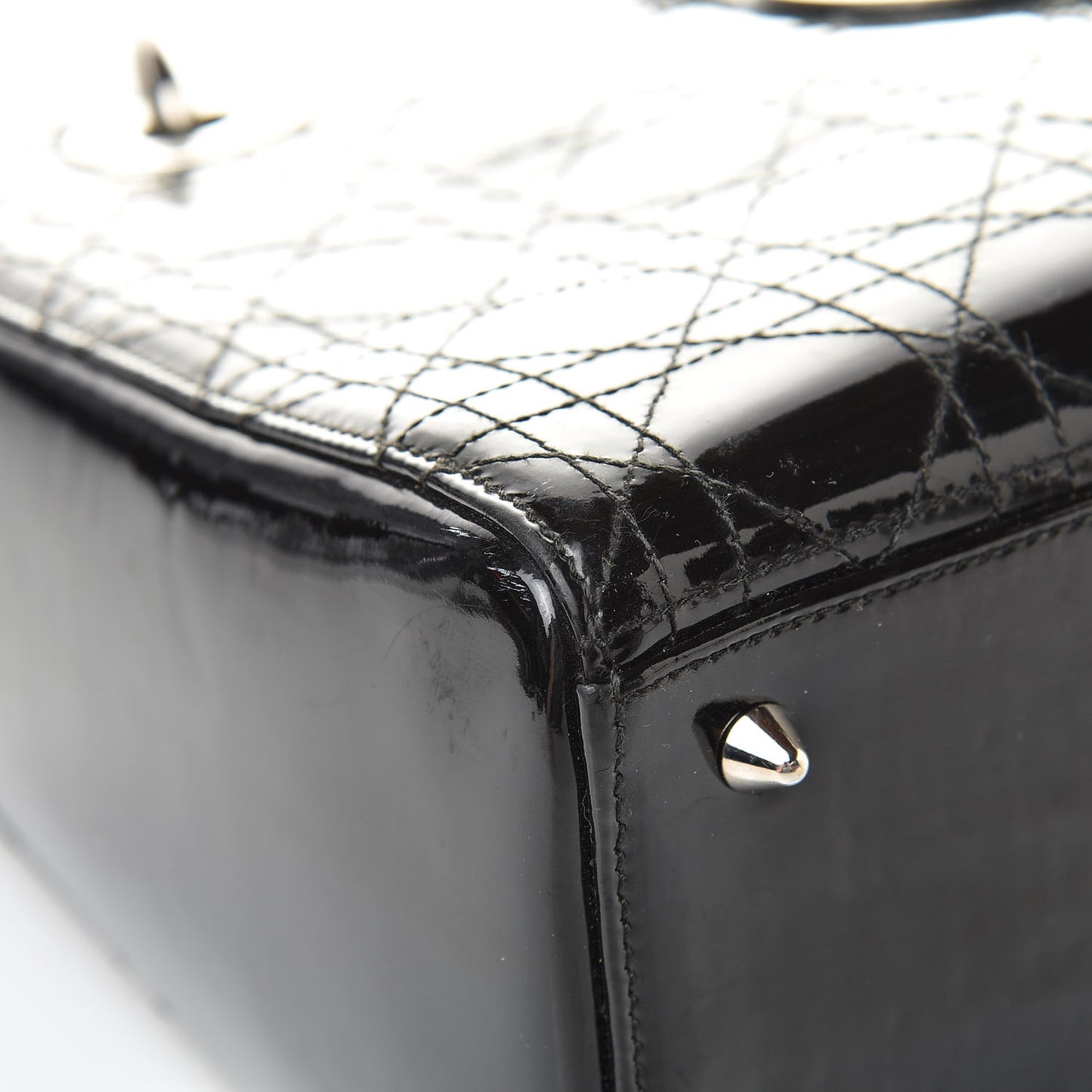 Patent Cannage Stitched Medium Lady Dior Black