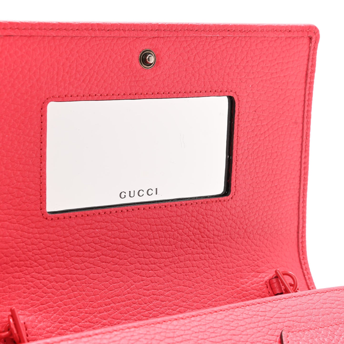 Dollar Calfskin Enamel Monochrome Mini GG Marmont Chain Wallet Runway Coral