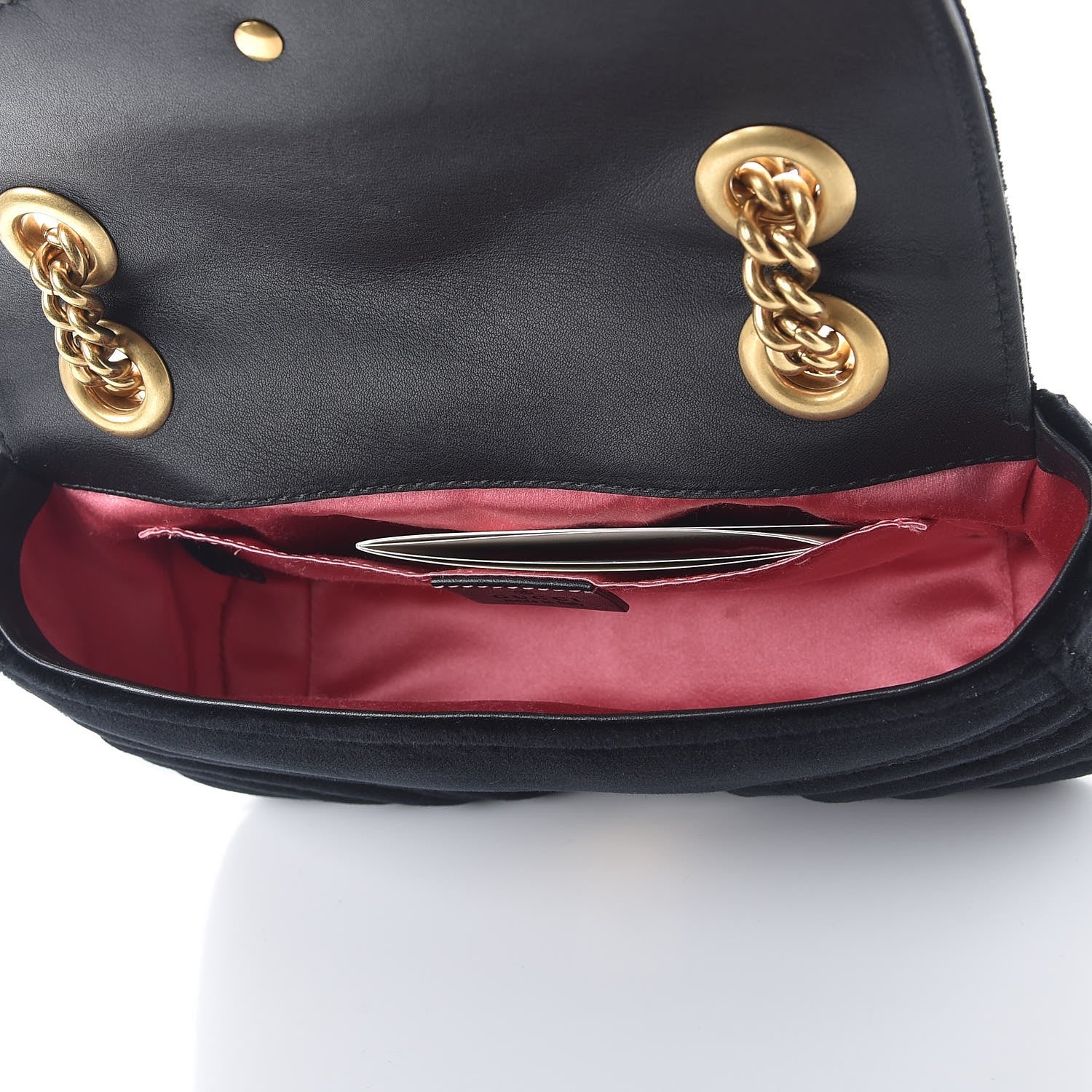 Gucci Velvet Matelasse Mini GG Marmont Shoulder Bag Black 6 of 9