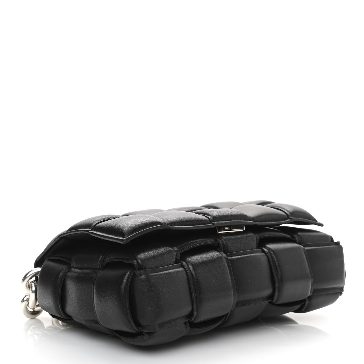 Lambskin Maxi Intreccio Padded Chain Cassette Crossbody Bag Black