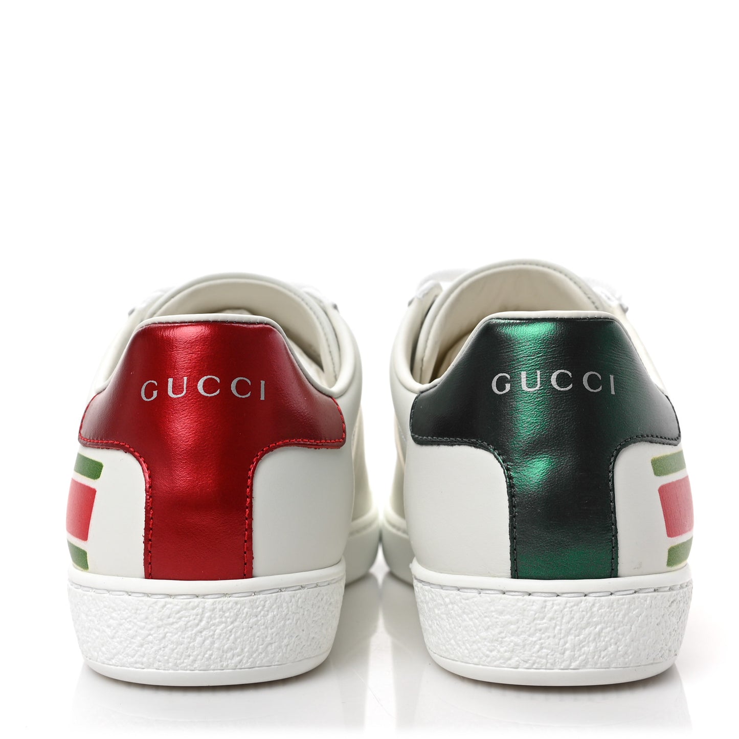 Calfskin Interlocking G Womens New Ace Sneakers 37 White Red Flame Green