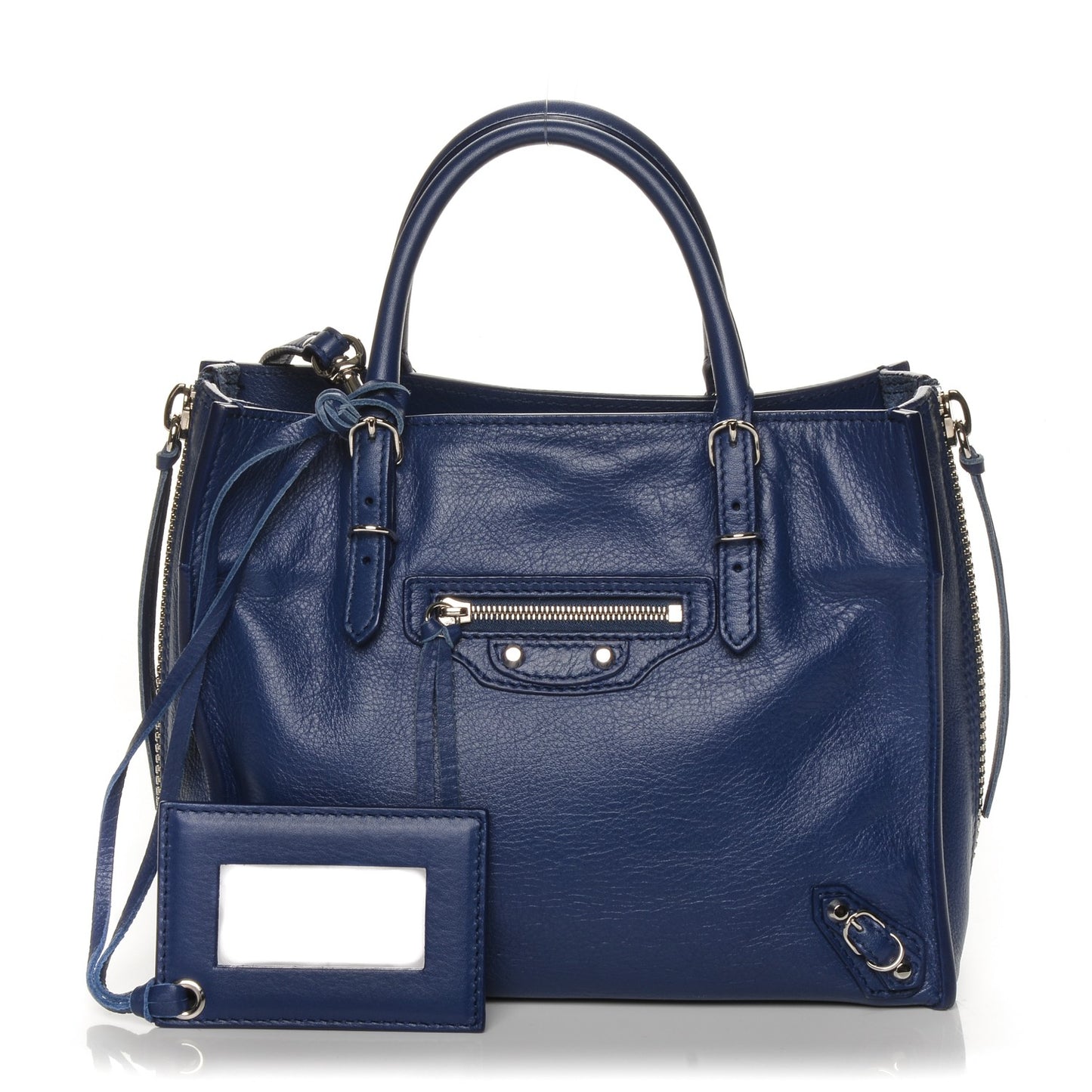 Calfskin Papier Mini A4 Zip Around Tote Bleu Mineral
