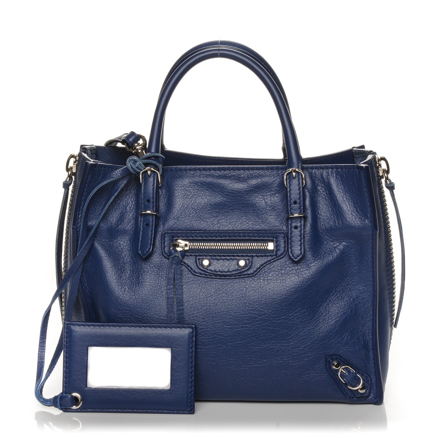Balenciaga Calfskin Papier Mini A4 Zip Around Tote Bleu Mineral 1 of 7