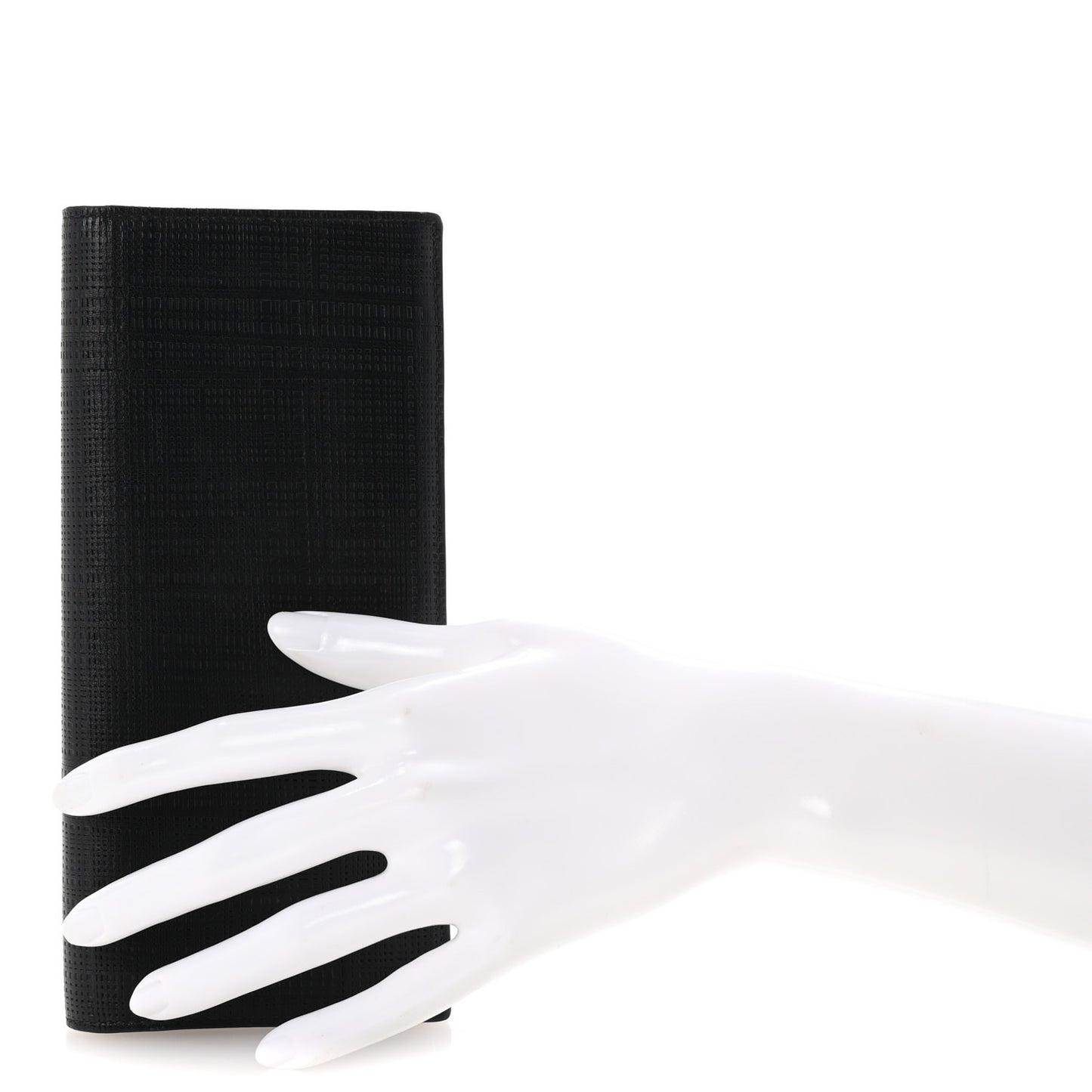 Textured Calfskin Long Horizontal Wallet Black