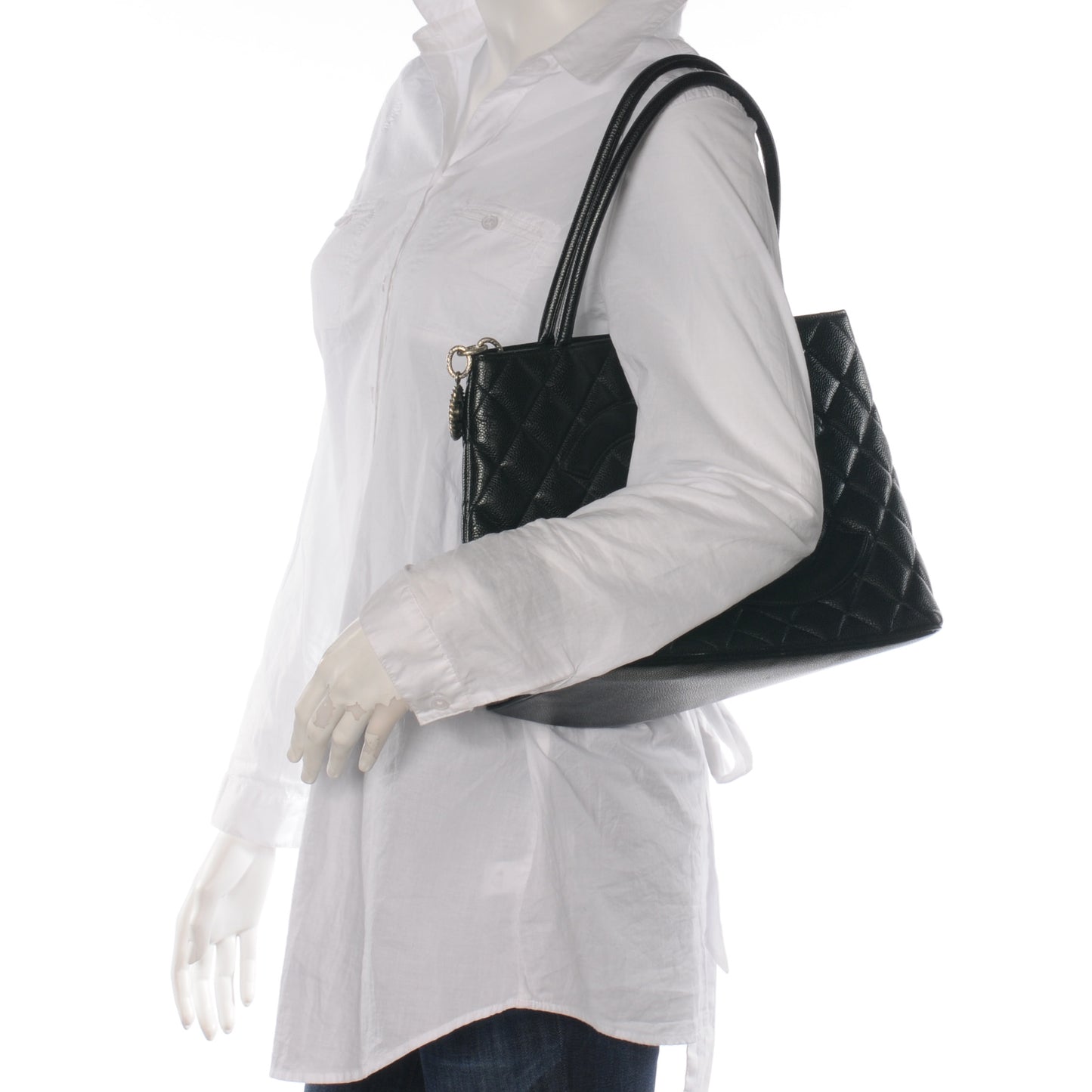 Caviar Medallion Tote Black