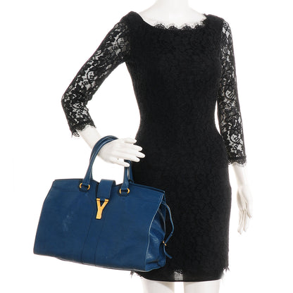 Saint Laurent Leather Medium Cabas ChYc Peacock Blue 2 of 9