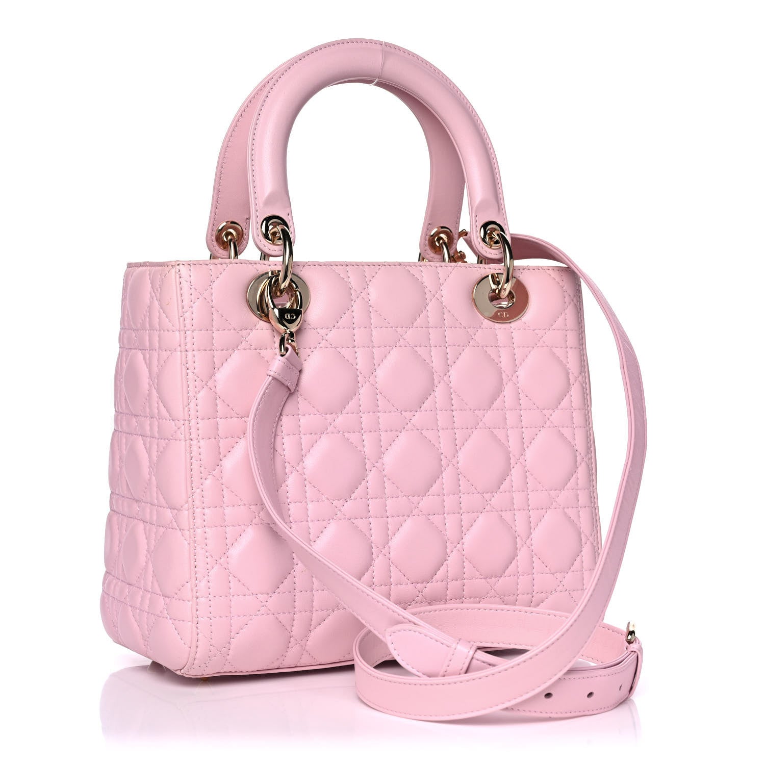 Christian Dior Lambskin Cannage Medium Lady Dior Light Pink 2 of 12