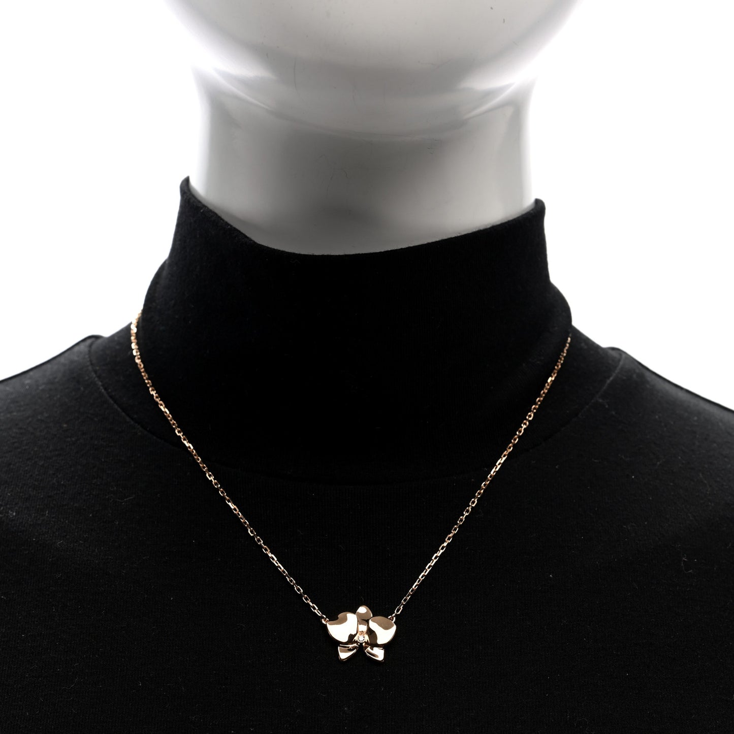 18K Pink Gold Diamond Caresse D'Orchidees Par Cartier Pendant Necklace