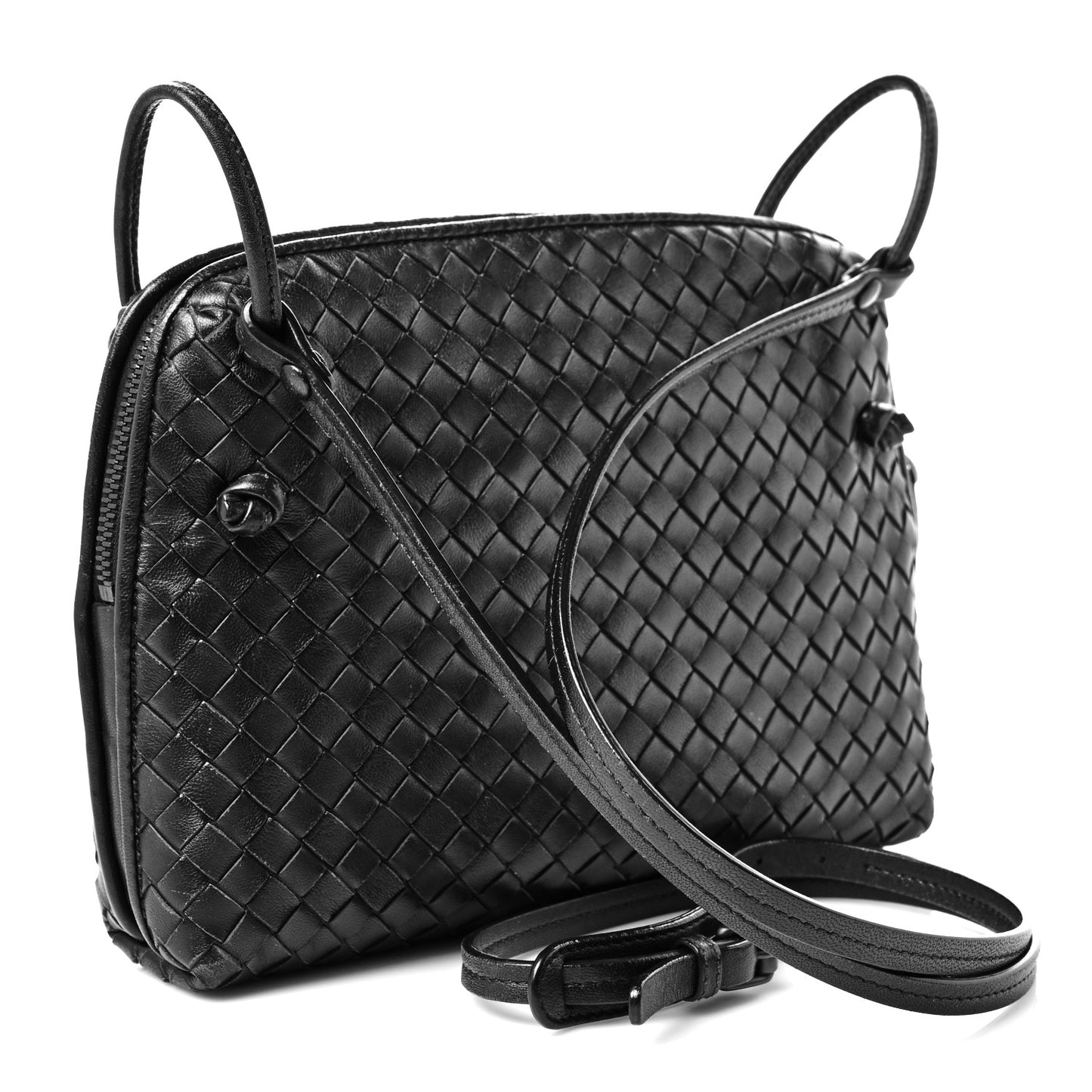 Nappa Intrecciato Nodini Crossbody Messenger Black