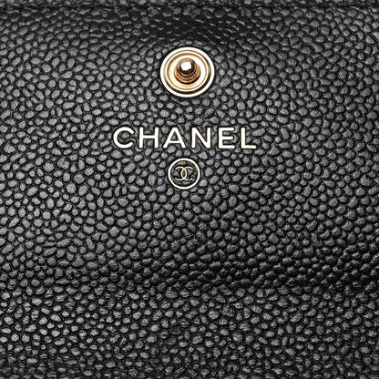 Chanel Caviar Quilted Multi Chain CC Large Gusset Flap Wallet Black 6 of 9