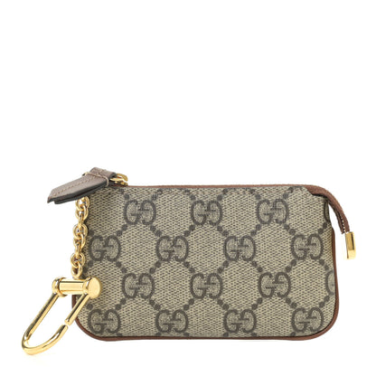 Gucci GG Supreme Monogram Key Case Beige Ebony Cuir 1 of 11