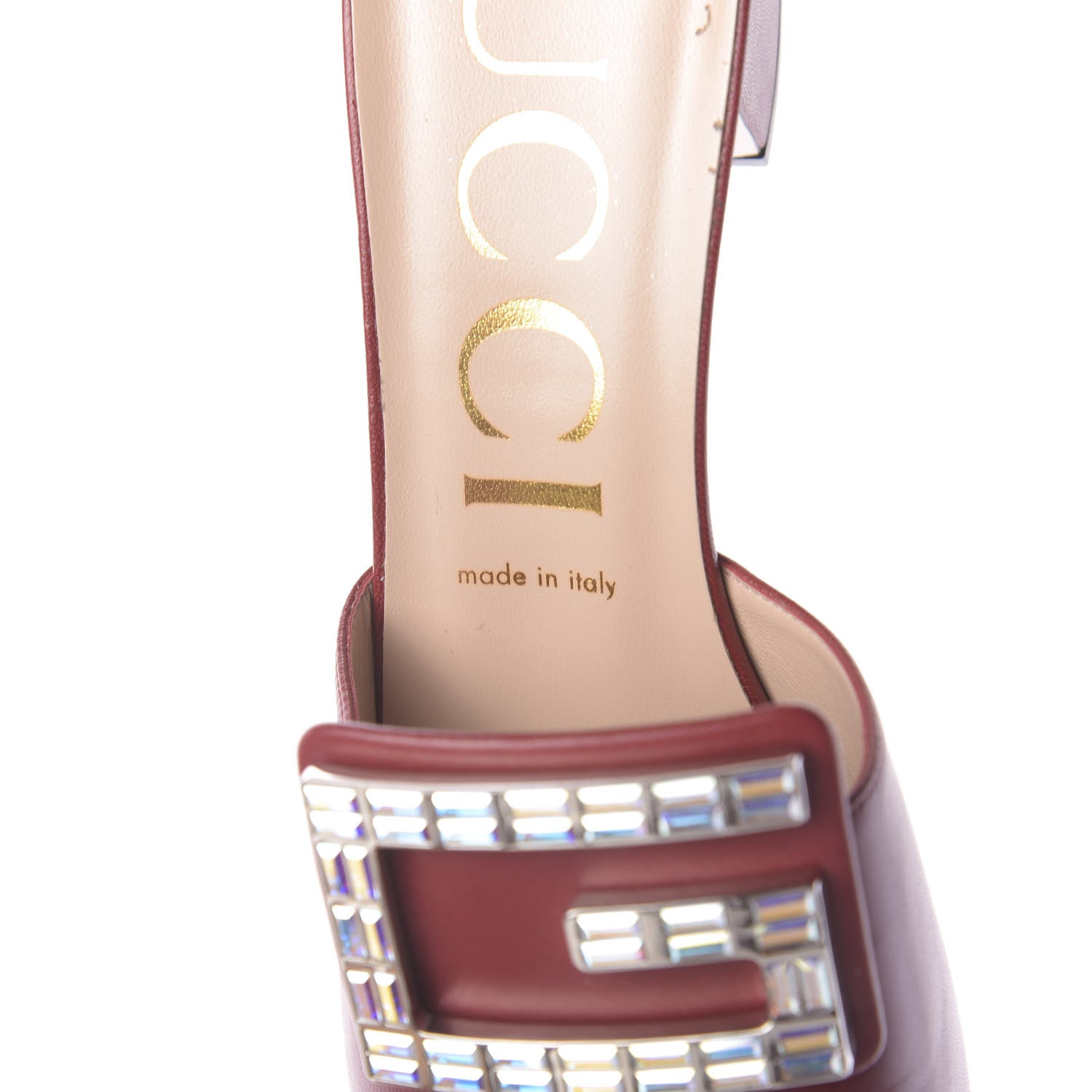 Gucci Malaga Kid Crystal Square G Madelyn Mules 40 Romantic Cerise 10 of 12