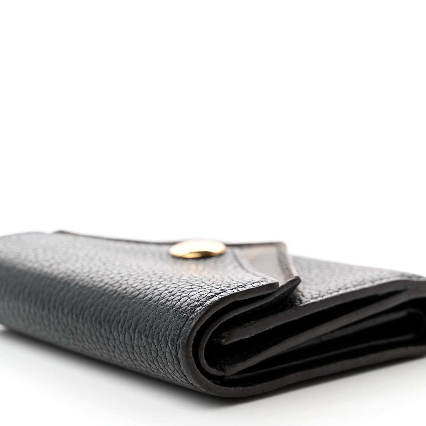 Grained Calfskin Monogram Double V Compact Wallet Black