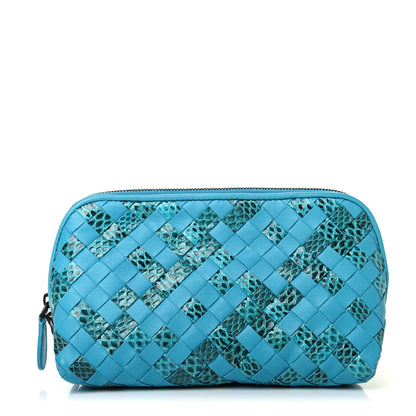 Bottega Veneta Nappa Ayers Intrecciato Cosmetic Case Teal 1 of 4