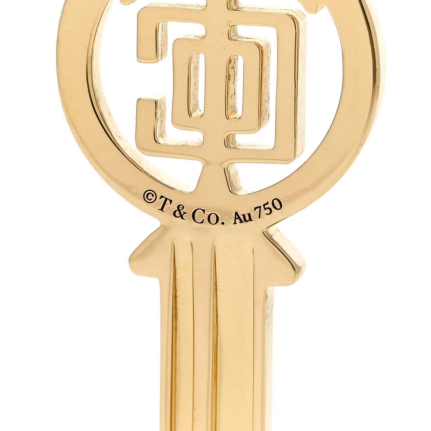 18K Yellow Gold Modern Keys Logo Key Pendant