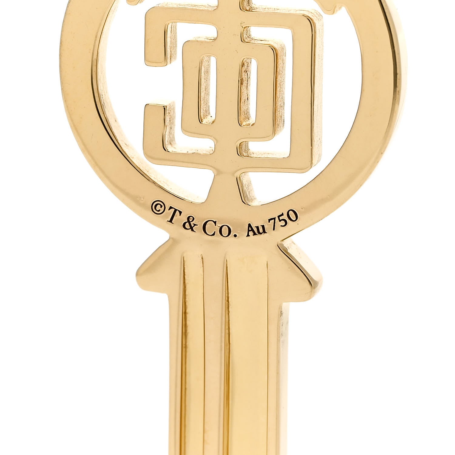 Tiffany 18K Yellow Gold Modern Keys Logo Key Pendant 4 of 5