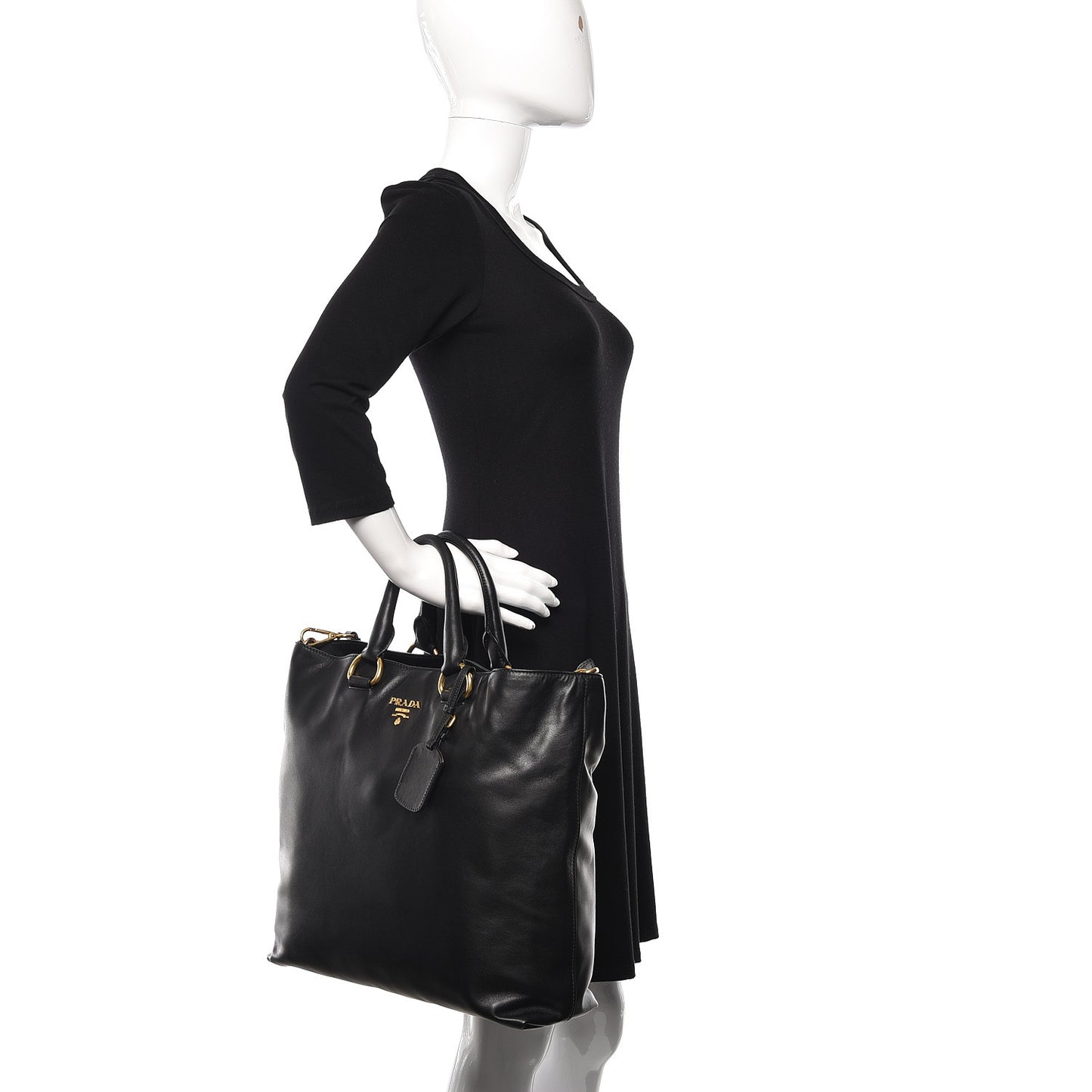 Soft Calf Shopping Tote Black