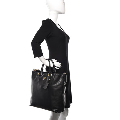 Prada Soft Calf Shopping Tote Black 2 of 13