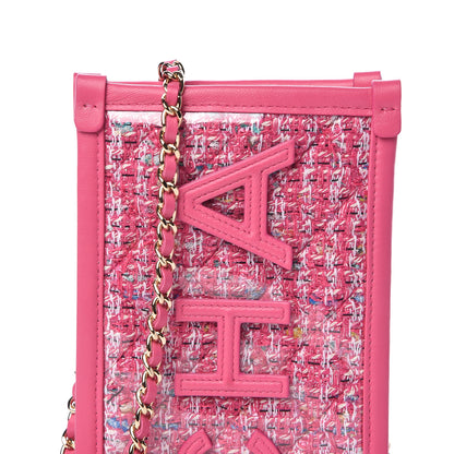 Chanel Tweed PVC Lambskin Clutch With Chain Pink 8 of 10
