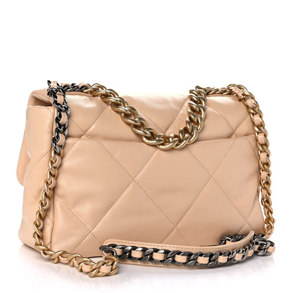 Chanel Lambskin Quilted Large Chanel 19 Flap Beige 2 of 10