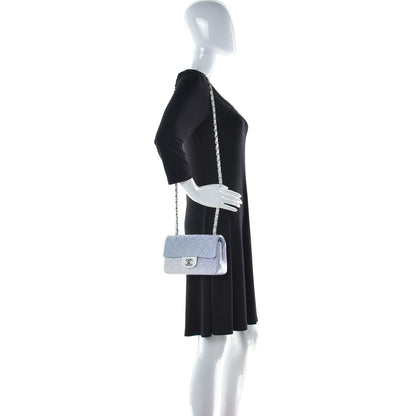 Chanel Perforated Lambskin Quilted Mini Rectangular Flap Light Blue Light Purple White 3 of 13