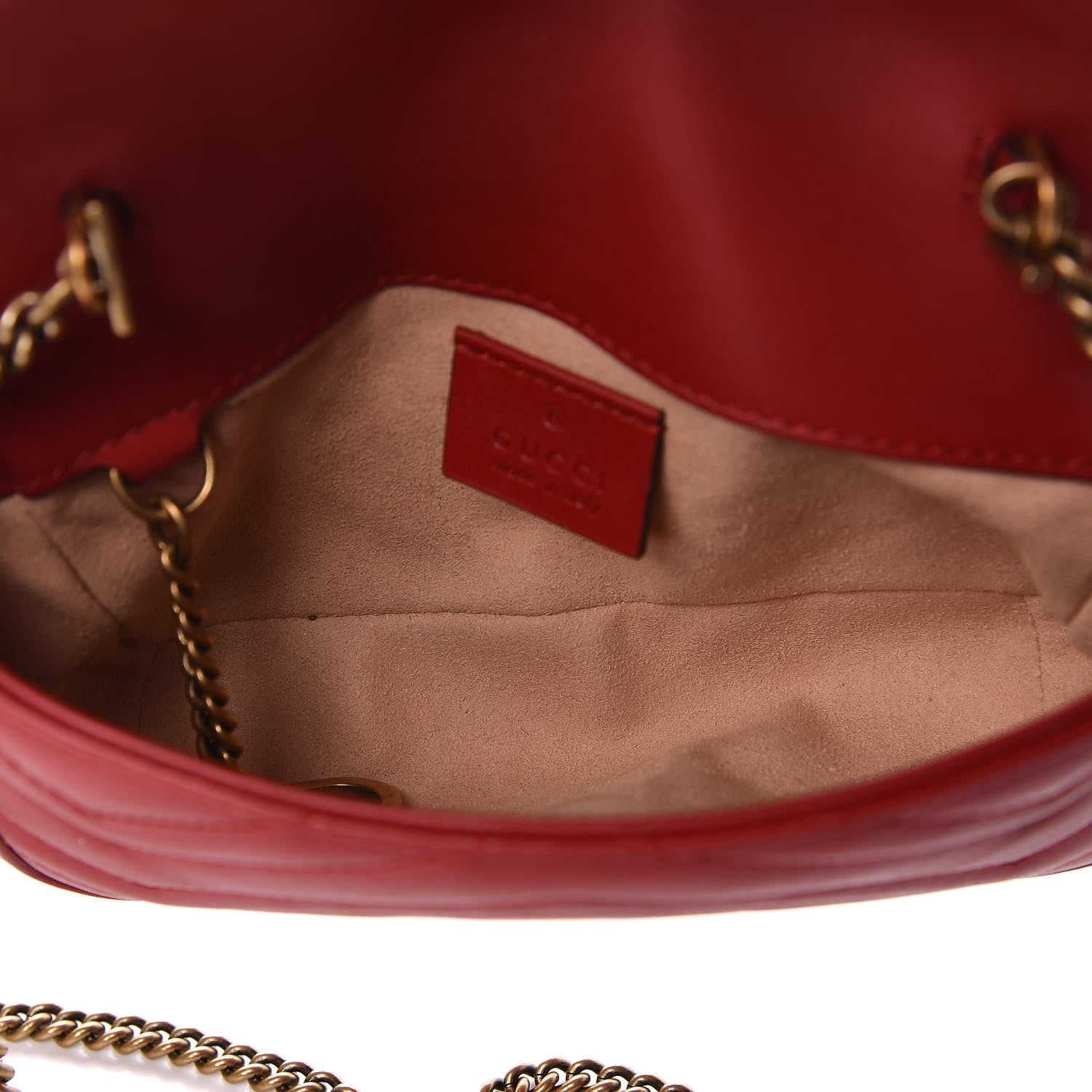 Gucci Calfskin Matelasse Super Mini GG Marmont Shoulder Bag Hibiscus Red 5 of 11